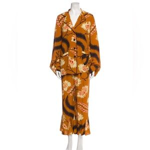 RHODE Brown / Orange Print Set: Pants & Shirt. Size Medium. BRAND NEW WITH TAGS